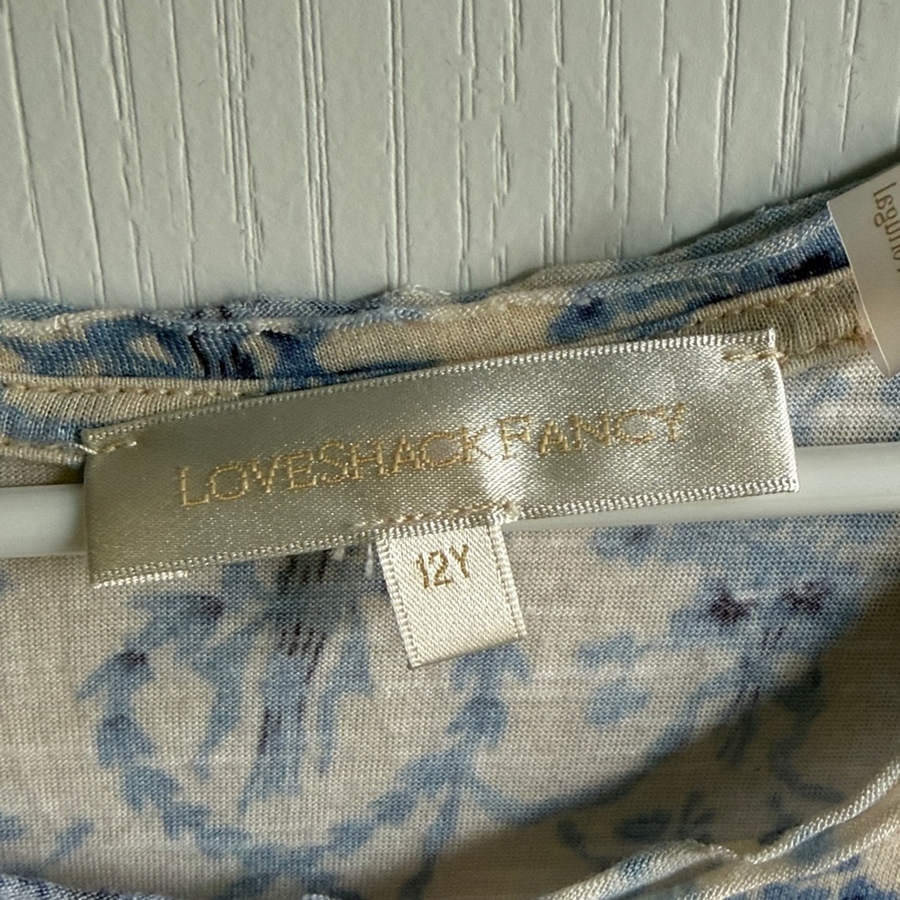 LoveShackFancy Girl's Mini Calix Tee Blue Frosted Shores Floral Print Size 12Y - Picture 6 of 11